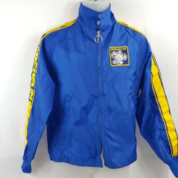 Michelin Tire Jacket Vintage Blue Full Zip Unlined Windbreaker Mens size Small - Picture 1 of 3